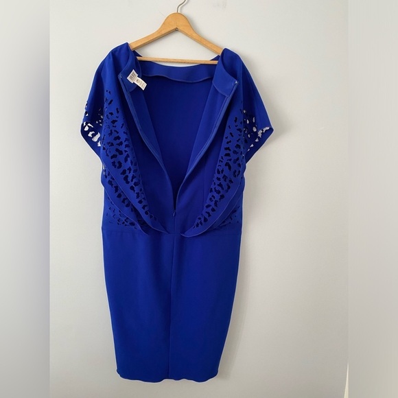 Rene Ruiz Collection Size 8 Blue Cut Out Wing Sleeve Knee Length Cocktail Dress - Picture 7 of 12